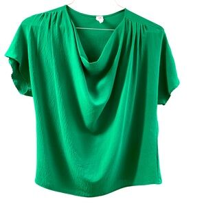Green Drape Neck Blouse - Women